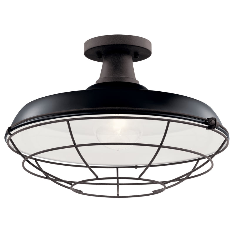 Kichler 49993BK One Light Outdoor Pendant/Semi Flush, Black (4)