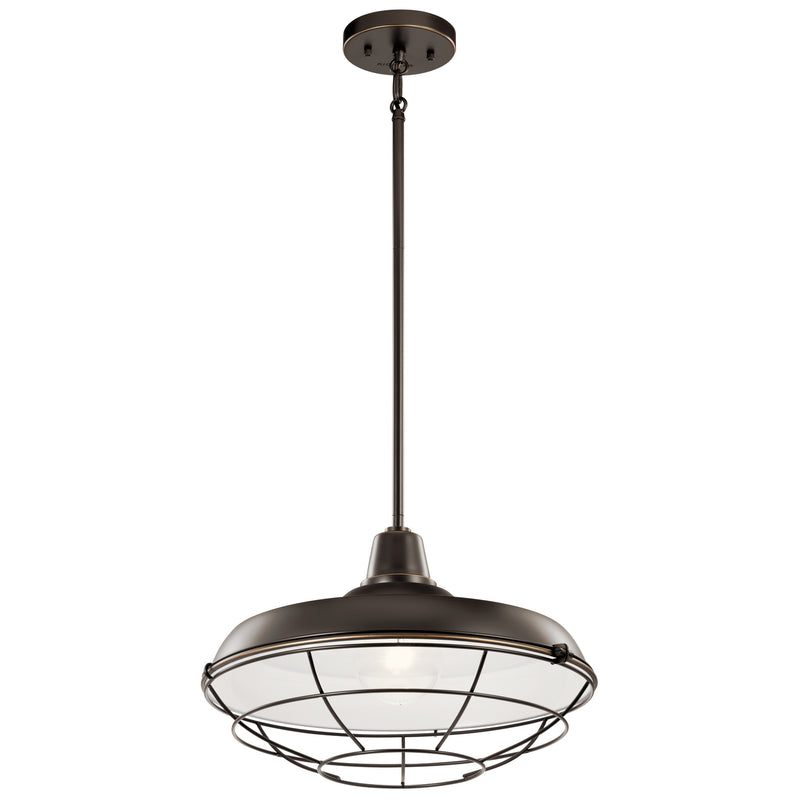 Kichler 49993OZ One Light Outdoor Pendant/Semi Flush, Olde Bronze (3)