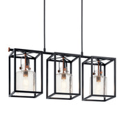 Kichler 52033BK Three Light Linear Chandelier, Black (2)