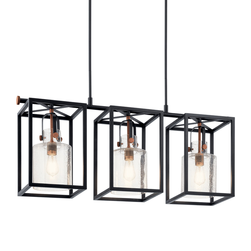 Kichler 52033BK Three Light Linear Chandelier, Black (2)