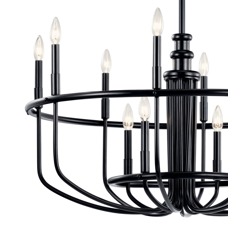 Kichler 52305BK 12 Light Chandelier, Black (3)