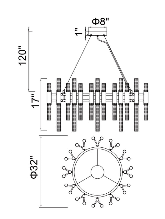 CWI Lighting 1120P32-72-602 Orgue LED Chandelier Satin Gold Alt 1.jpg