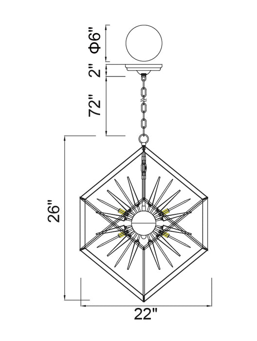 CWI Lighting 1178P22-6-601 Starburst Six Light Chandelier Chrome & Black Alt 1.jpg