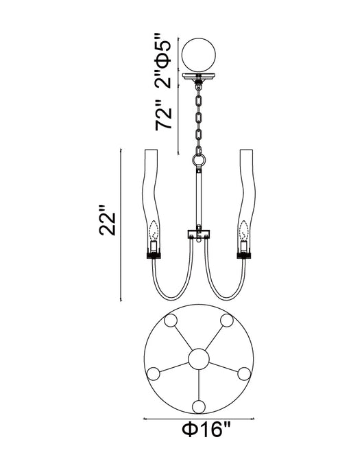 CWI Lighting 1203P16-5-613 Meduse Five Light Chandelier Polished Nickel Alt 1.jpg