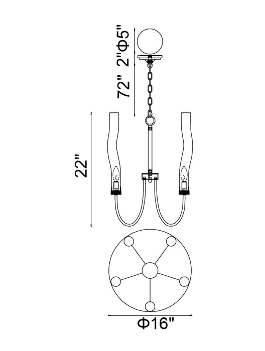 CWI Lighting 1203P16-5-613 Meduse Five Light Chandelier Polished Nickel Alt 1.jpg