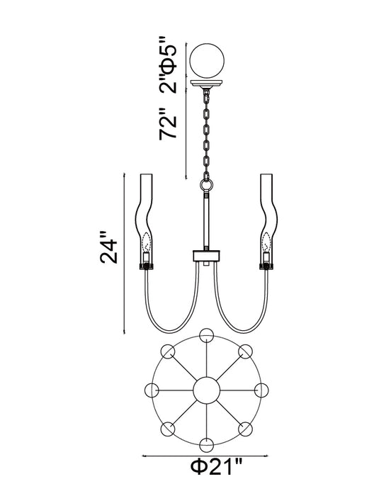 CWI Lighting 1203P21-8-613 Meduse Eight Light Chandelier Polished Nickel Alt 2.jpg