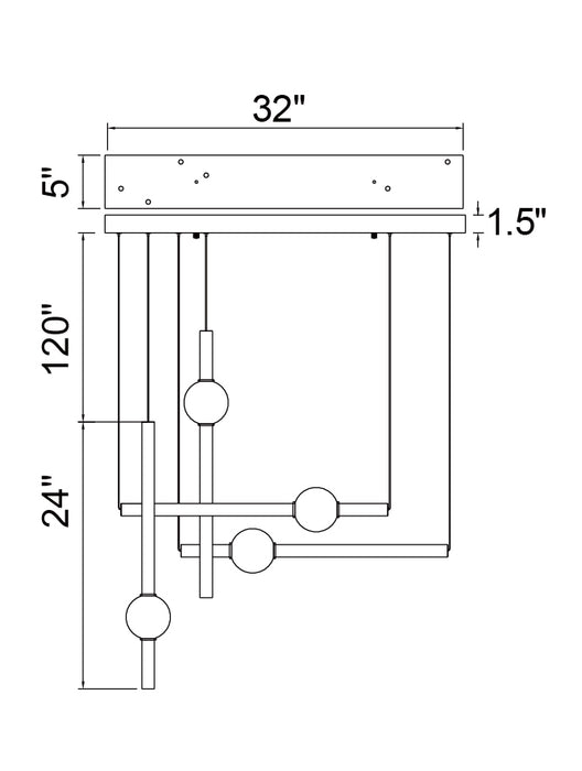 CWI Lighting 1208P32-4-625-RC Baton LED Island/Pool Table Chandelier Brass Alt 2.jpg