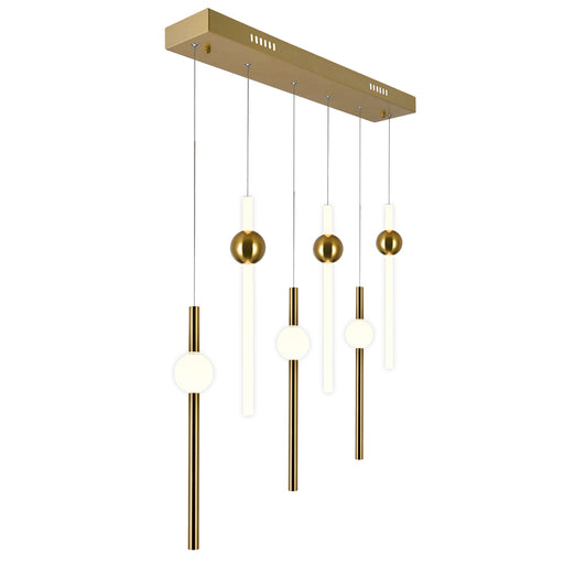 CWI Lighting 1208P32-6-625-RC Baton LED Island/Pool Table Chandelier Brass Alt 1.jpg