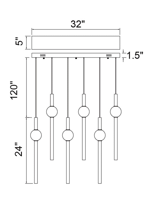 CWI Lighting 1208P32-6-625-RC Baton LED Island/Pool Table Chandelier Brass Alt 2.jpg