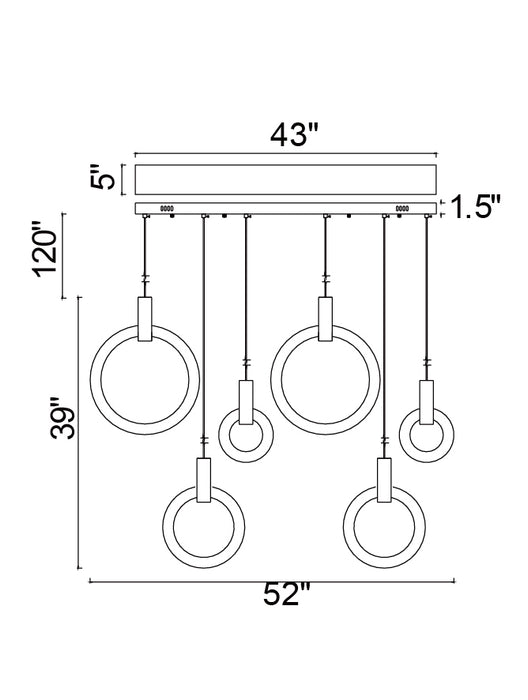 CWI Lighting 1214P52-6-236-RC Anello LED Island/Pool Table Chandelier, White Oak Alternate Image 2.jpg