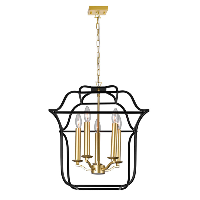 CWI Lighting 1223P16-5-602 Tudor Five Light Chandelier Satin Gold & Black Alt 1.jpg