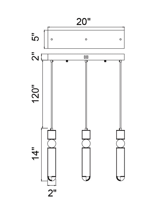 CWI Lighting 1225P20-3-613 Chime LED Island/Pool Table Chandelier Polished Nickel Alt 1.jpg