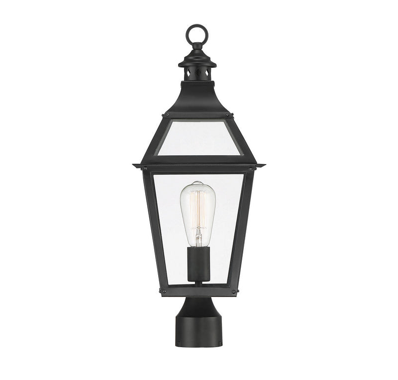 Savoy House 5-724-153 One Light Post Lantern, Black w/Gold Highlights (3)
