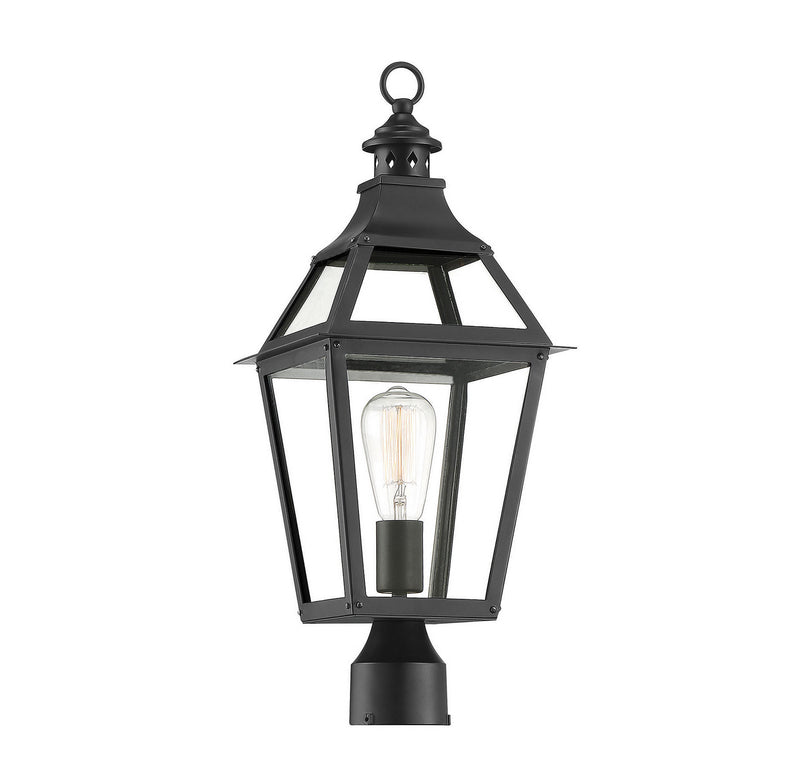 Savoy House 5-724-153 One Light Post Lantern, Black w/Gold Highlights (4)
