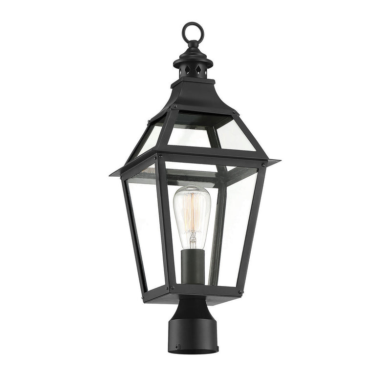 Savoy House 5-724-153 One Light Post Lantern, Black w/Gold Highlights (5)