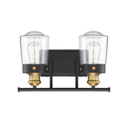 Savoy House 8-2069-2-51 Two Light Bath Bar, Vintage Black w/Warm Brass (2)