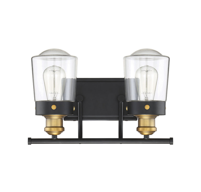 Savoy House 8-2069-2-51 Two Light Bath Bar, Vintage Black w/Warm Brass (2)