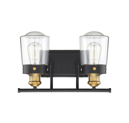 Savoy House 8-2069-2-51 Two Light Bath Bar, Vintage Black w/Warm Brass (2)