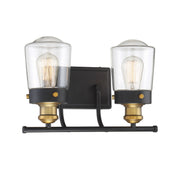 Savoy House 8-2069-2-51 Two Light Bath Bar, Vintage Black w/Warm Brass (3)
