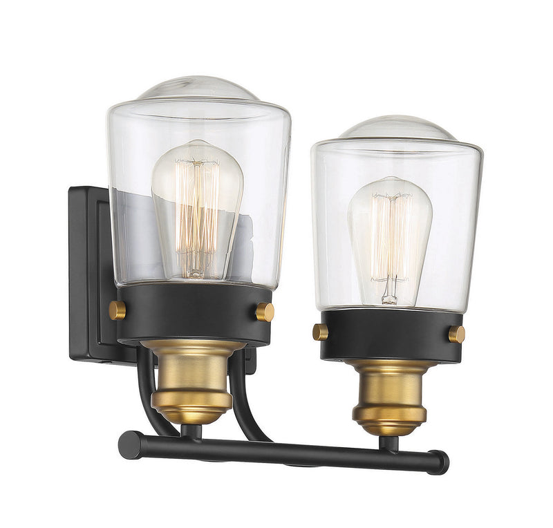 Savoy House 8-2069-2-51 Two Light Bath Bar, Vintage Black w/Warm Brass (4)