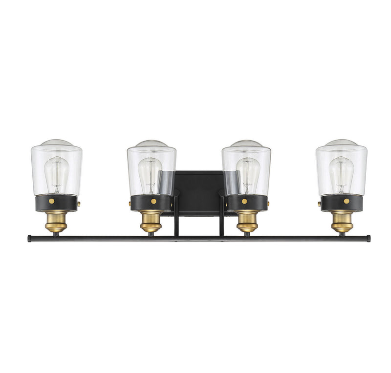 Savoy House 8-2069-4-51 Four Light Bath Bar, Vintage Black w/Warm Brass (2)