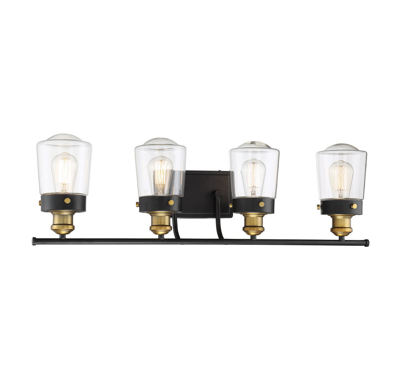 Savoy House 8-2069-4-51 Four Light Bath Bar, Vintage Black w/Warm Brass (3)