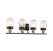 Savoy House 8-2069-4-51 Four Light Bath Bar, Vintage Black w/Warm Brass (4)