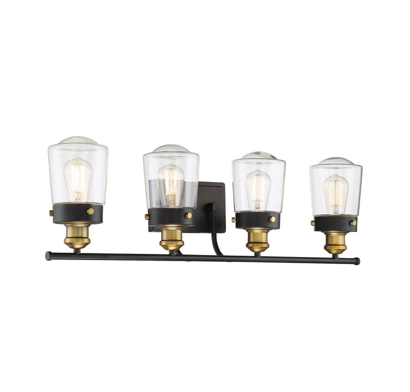 Savoy House 8-2069-4-51 Four Light Bath Bar, Vintage Black w/Warm Brass (4)