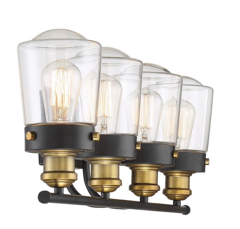 Savoy House 8-2069-4-51 Four Light Bath Bar, Vintage Black w/Warm Brass (5)