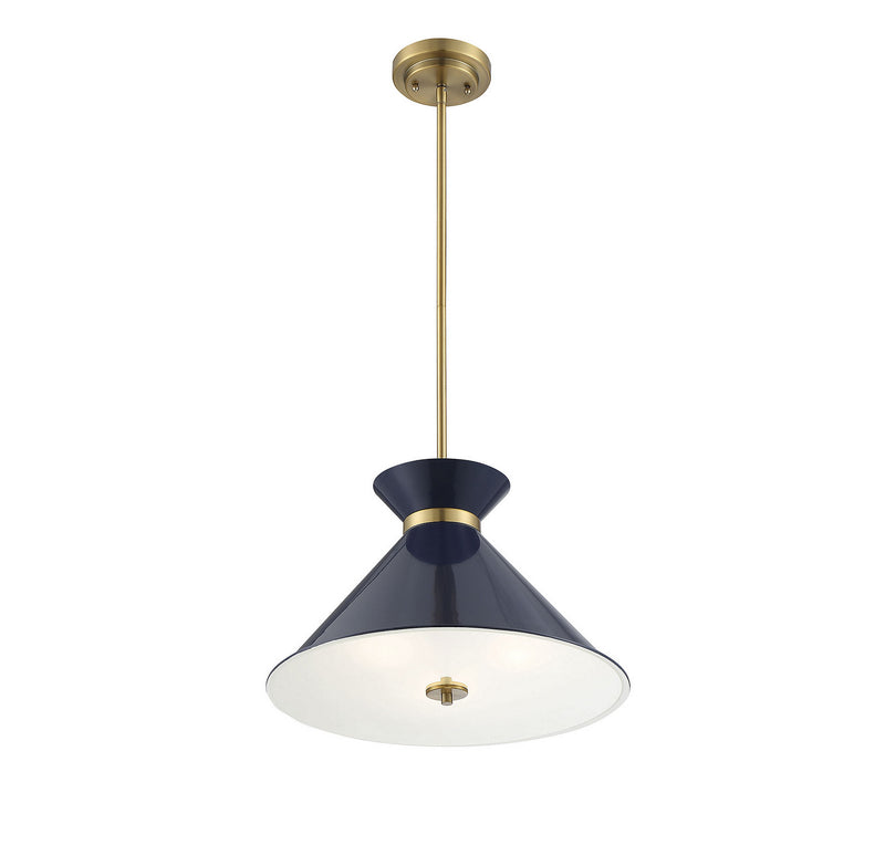 Savoy House 7-2416-3-161 Three Light Pendant, Navy Blue with Brass Accents (2)