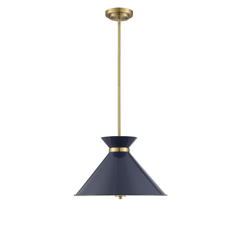 Savoy House 7-2416-3-161 Three Light Pendant, Navy Blue with Brass Accents (3)