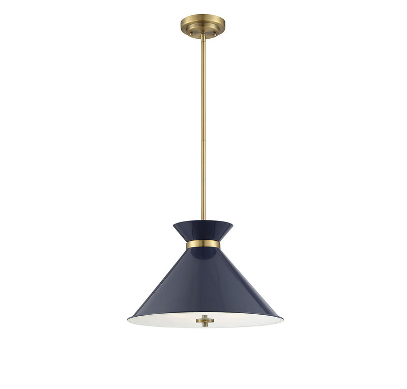 Savoy House 7-2416-3-161 Three Light Pendant, Navy Blue with Brass Accents (4)