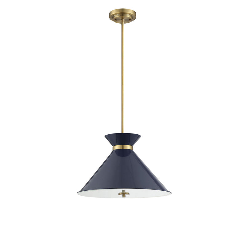 Savoy House 7-2416-3-161 Three Light Pendant, Navy Blue with Brass Accents (5)