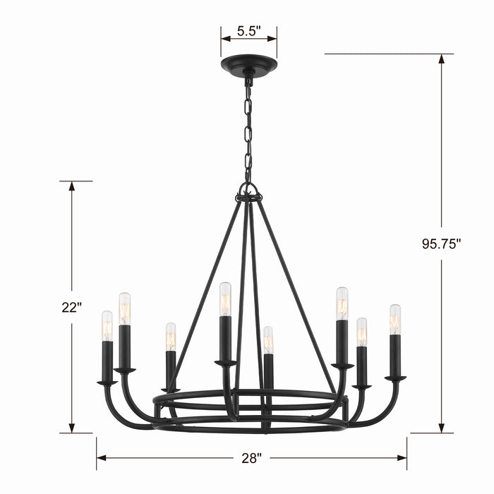 Crystorama BAI-A2108-MK Bailey Eight Light Chandelier Matte Black Alternate Image 4.jpg