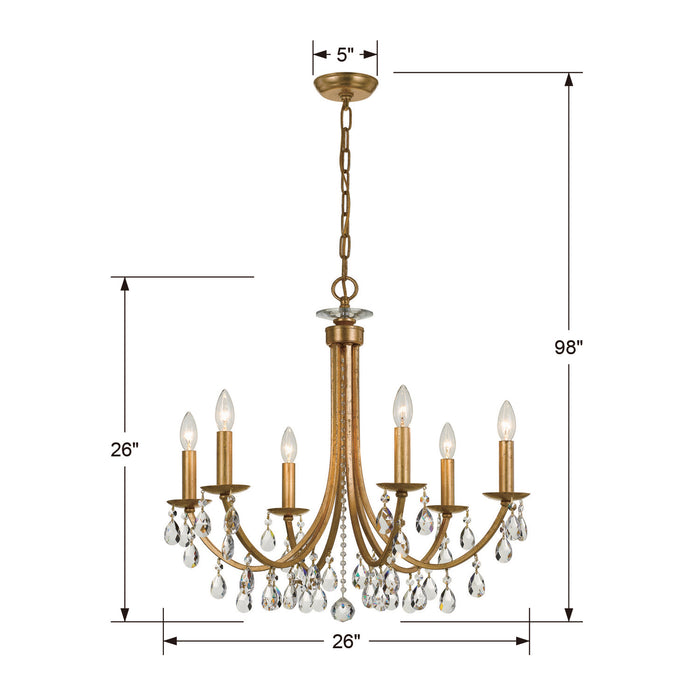 Crystorama 8826-GA-CL-S Bridgehampton Six Light Chandelier Antique Gold Alternate Image 4.jpg