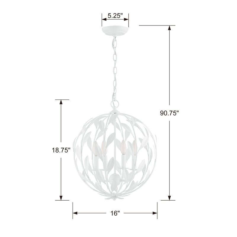 Crystorama 504-MT Broche Four Light Chandelier Matte White Alternate Image.jpg