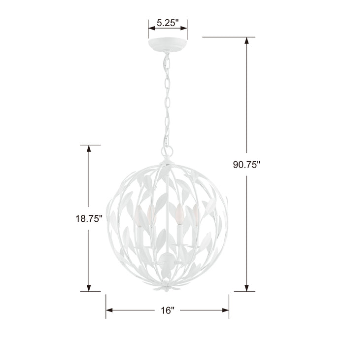 Crystorama 504-MT Broche Four Light Chandelier Matte White Alternate Image.jpg