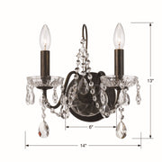 Crystorama 3022-EB-CL-SAQ Butler Two Light Wall Sconce English Bronze Alternate Image 2.jpg