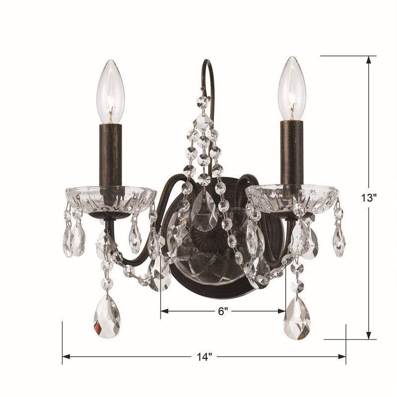 Crystorama 3022-EB-CL-SAQ Butler Two Light Wall Sconce English Bronze Alternate Image 2.jpg