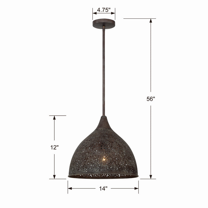 Crystorama JAS-A5010-FB Jasmine One Light Pendant Forged Bronze Alternate Image 4.jpg