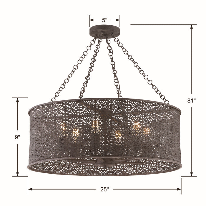 Crystorama JAS-A5016-FB Jasmine Six Light Chandelier Forged Bronze Alternate Image 4.jpg