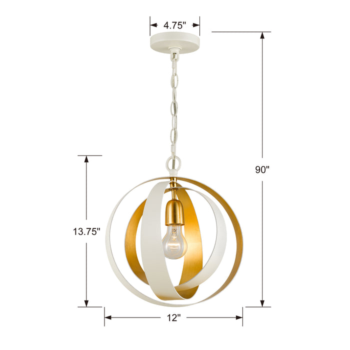 Crystorama 580-MT-GA Luna One Light Mini Chandelier Matte White / Antique Gold Alternate Image 2.jpg
