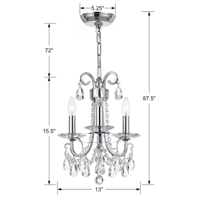 Crystorama 6823-CH-CL-S Othello Three Light Mini Chandelier Polished Chrome Alternate Image 2.jpg