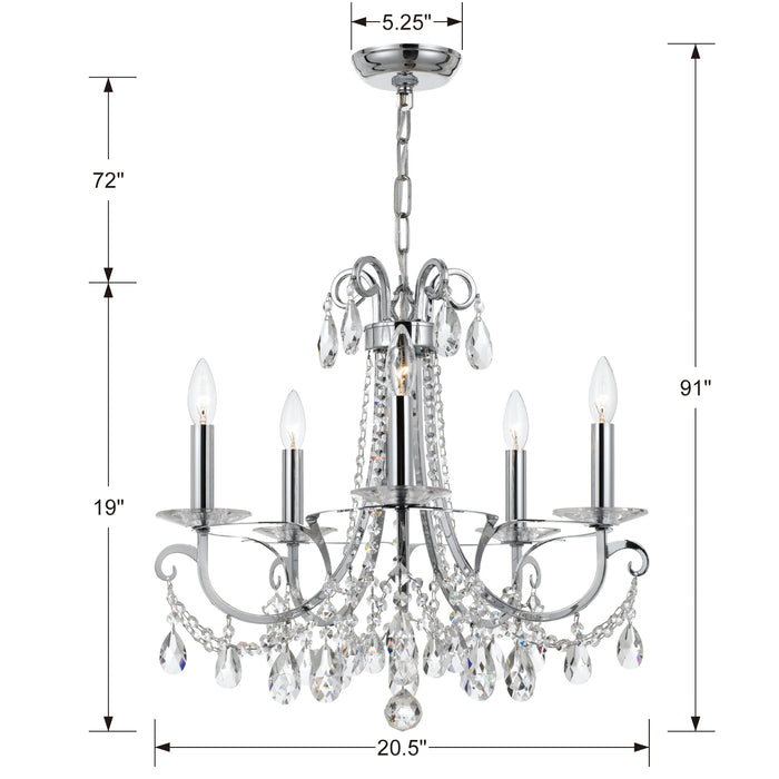 Crystorama 6825-CH-CL-SAQ Othello Five Light Chandelier Polished Chrome Alternate Image 4.jpg