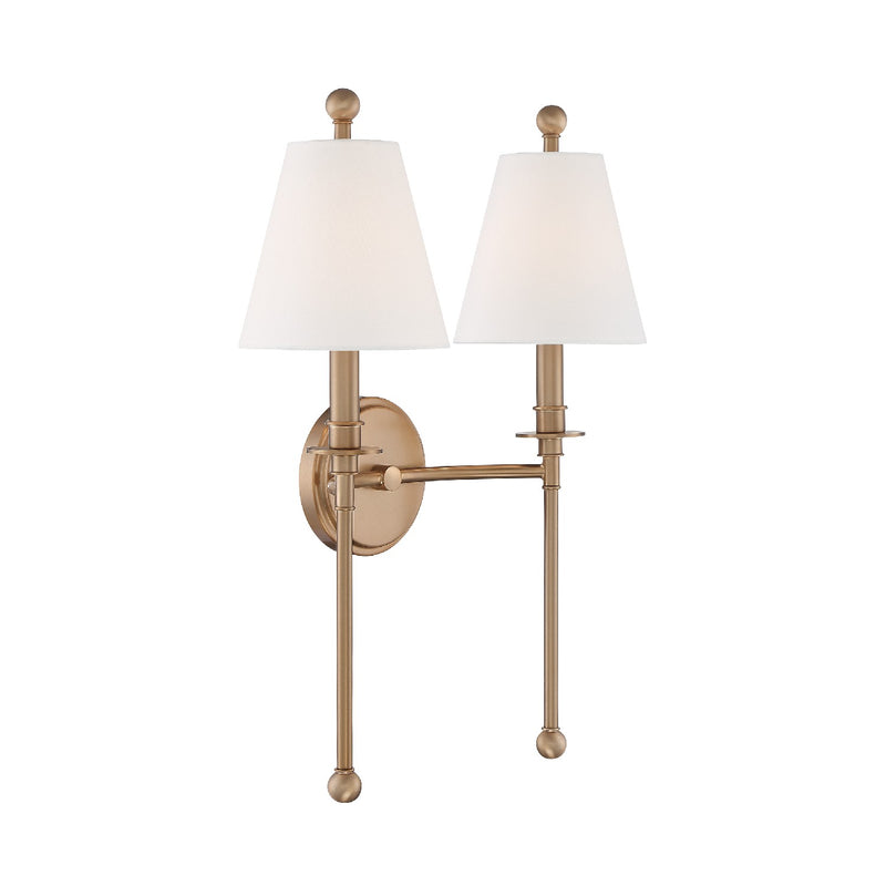 Crystorama RIV-383-AG Riverdale Two Light Wall Sconce Aged Brass Alternate Image 2.jpg