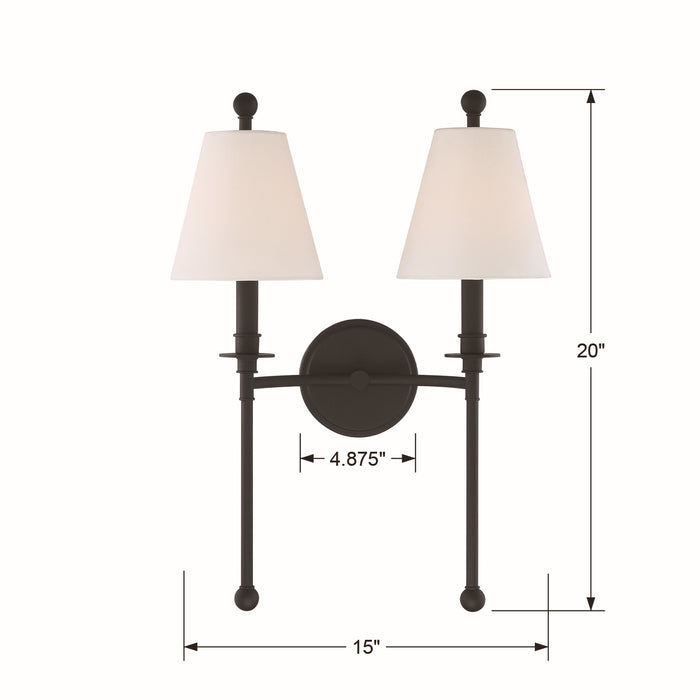 Crystorama RIV-383-BF Riverdale Two Light Wall Sconce Black Forged Alternate Image 2.jpg