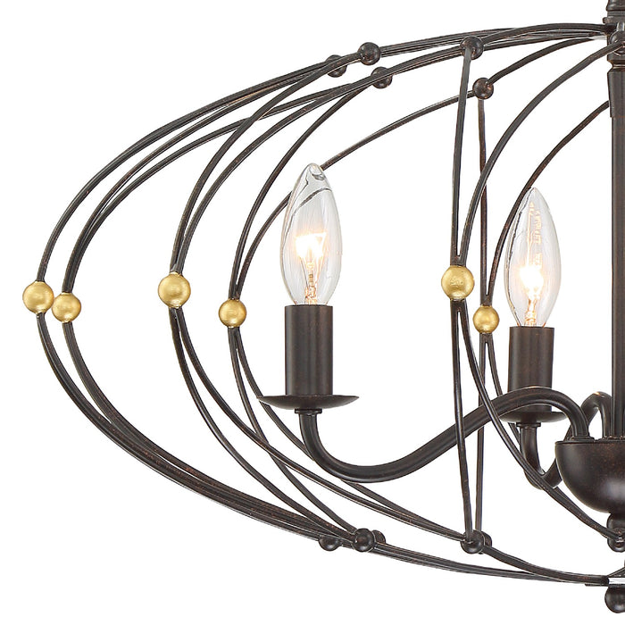 Crystorama ZUC-A9034-EB-GA Zucca Four Light Chandelier English Bronze / Antique Gold Alternate Image 2.jpg