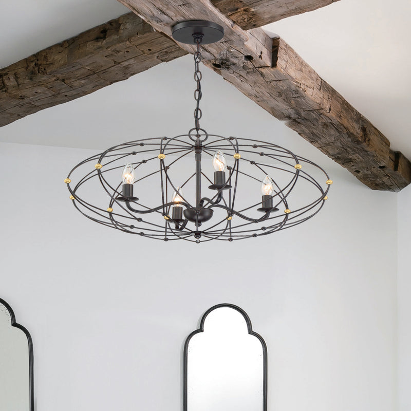 Crystorama ZUC-A9034-EB-GA Zucca Four Light Chandelier English Bronze / Antique Gold Alternate Image 4.jpg