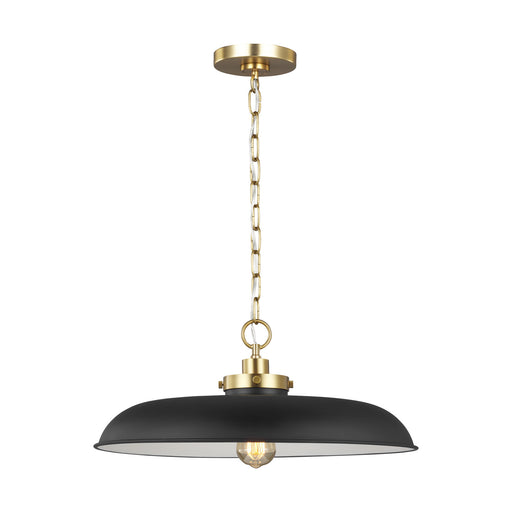 Visual Comfort Studio CP1231MBKBBS Wellfleet One Light Pendant, Midnight Black and Burnished Brass Alternate Image.jpg