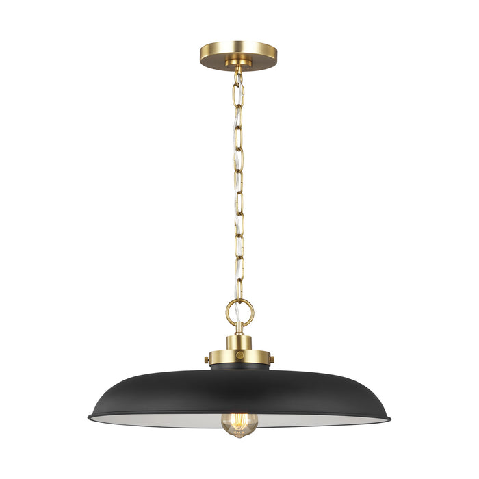 Visual Comfort Studio CP1231MBKBBS Wellfleet One Light Pendant, Midnight Black and Burnished Brass Alternate Image.jpg